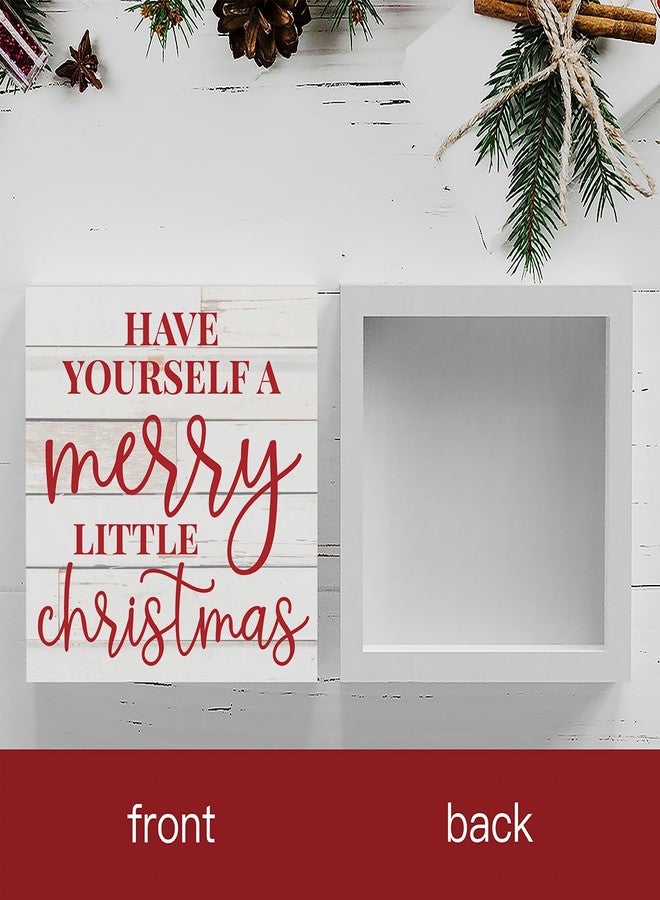WRSUNT Motivational Have Yourself A Merry Little Christmas Wood Box Sign, Farmhouse Christmas Santa Artwork Decor, Wood Square Sign Desk Block Signs Home Shelf Office Decoration 5 x 5 Inches - Image 2